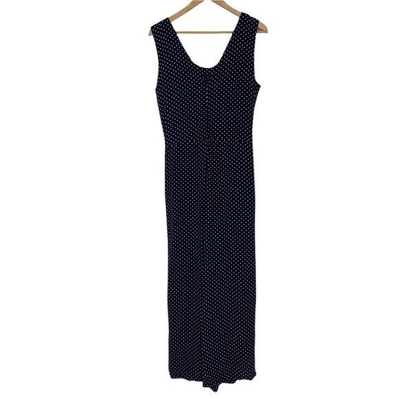 Adrienne Vittadini navy & white polka dot sleeveless wide leg jumpsuit - Picture 2 of 10